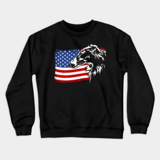 Borzoi Mom Dad American Flag patriotic dog Crewneck Sweatshirt